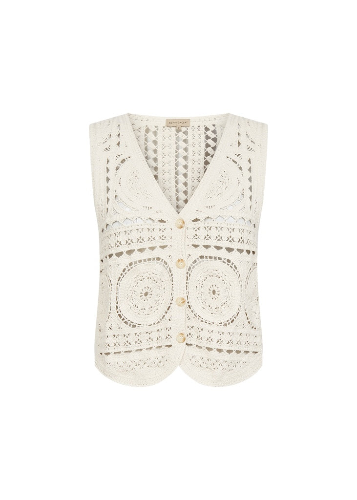 Häkel-Weste in Creme