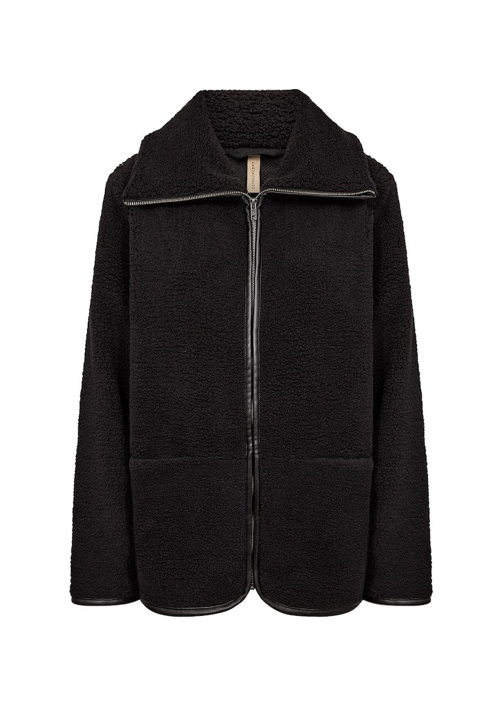 Teddyjacke mit Kragen in schwarz