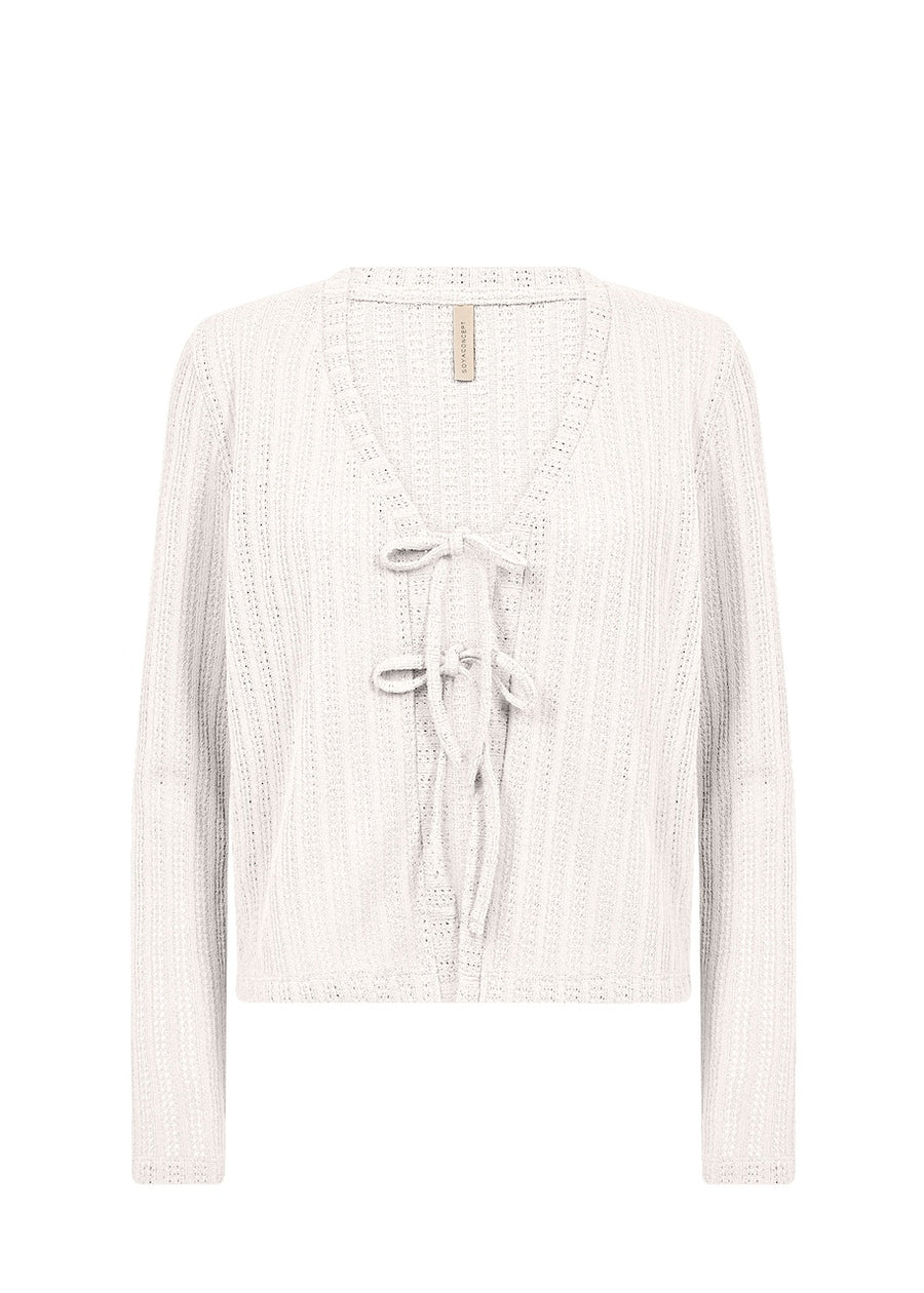 Strickjäckchen mit Schleifen in Creme