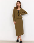 Strickjäckchen mit Schleifen in Olive