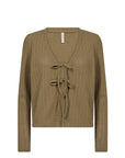 Strickjäckchen mit Schleifen in Olive