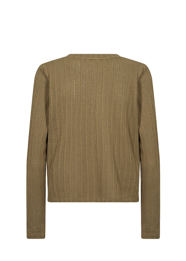 Strickjäckchen mit Schleifen in Olive