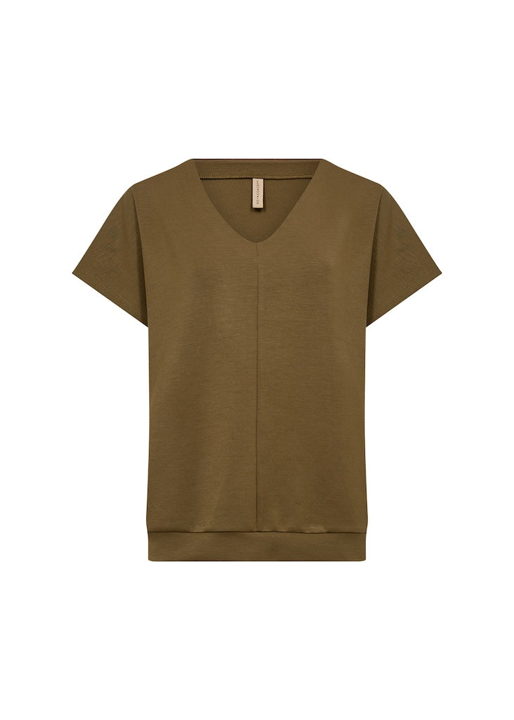 Banu Shirt mit V-Ausschnitt in Olive