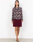 Langarmshirt mit geometrischem Print mit Bordeaux