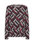 Langarmshirt mit geometrischem Print mit Bordeaux