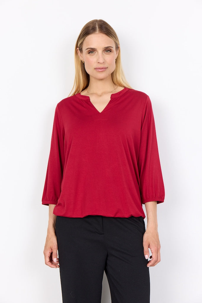 Bluse in bordeaux mit 3/4 Ärmeln