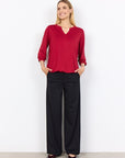 Bluse in bordeaux mit 3/4 Ärmeln