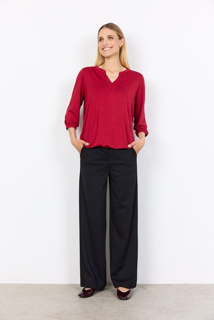 Bluse in bordeaux mit 3/4 Ärmeln