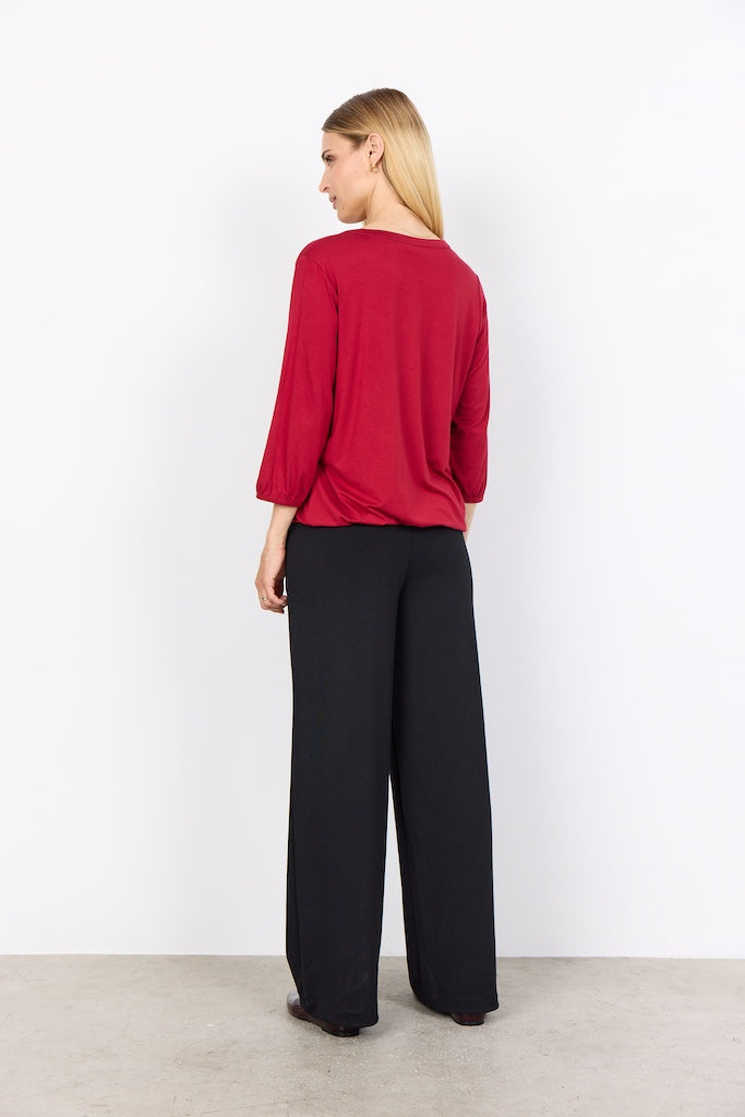 Bluse in bordeaux mit 3/4 Ärmeln