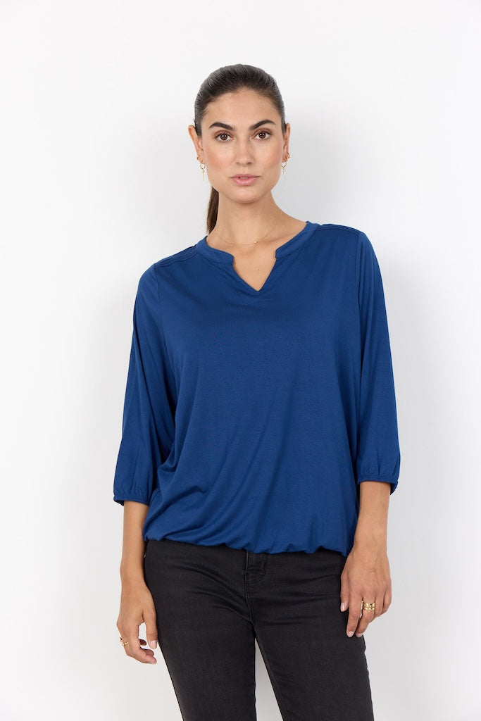 Bluse in blau mit 3/4 Ärmeln