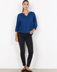 Bluse in blau mit 3/4 Ärmeln