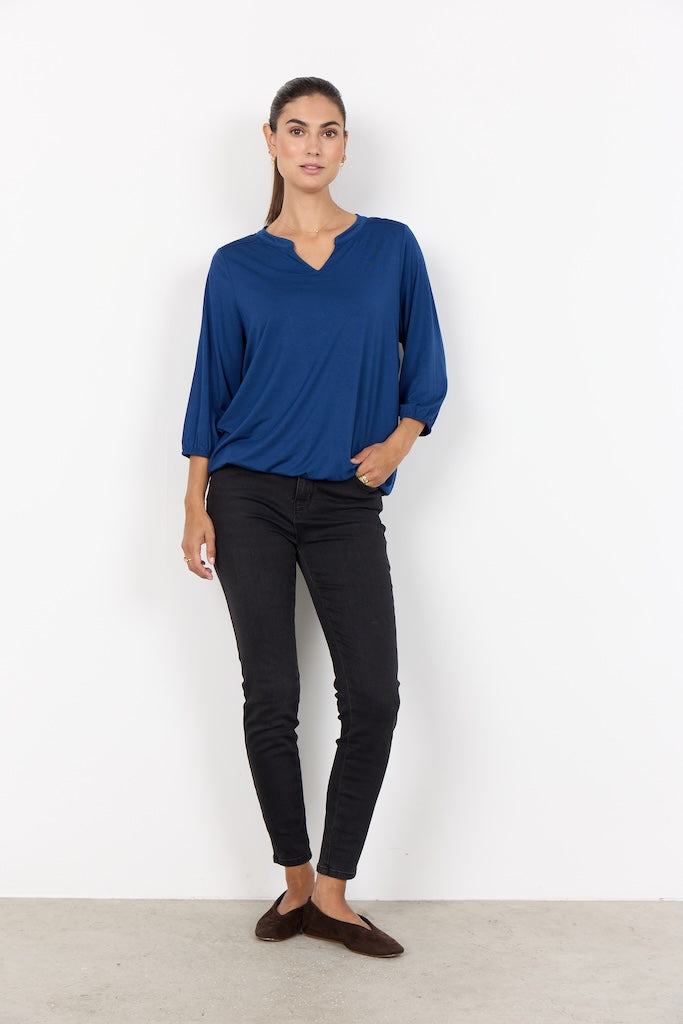Bluse in blau mit 3/4 Ärmeln