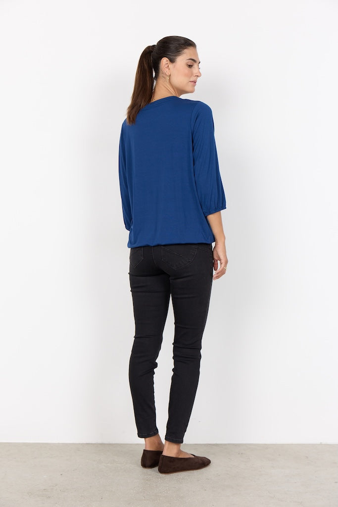 Bluse in blau mit 3/4 Ärmeln
