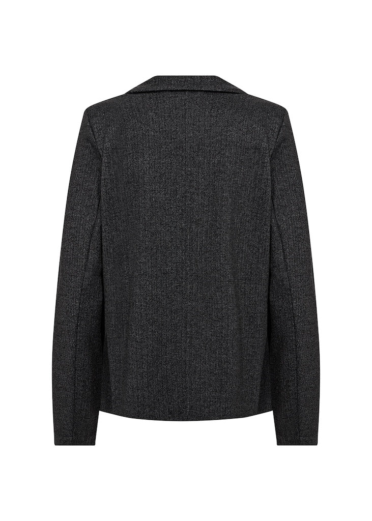 Soft-Blazer mit Fischgrätenmuster in Grau