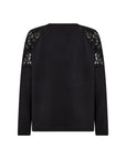 Sweartshirt in Schwarz mit Spitze an den Schultern