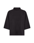 Banu Shirt mit 3/4 Ärmel und hohem Ausschnitt in schwarz