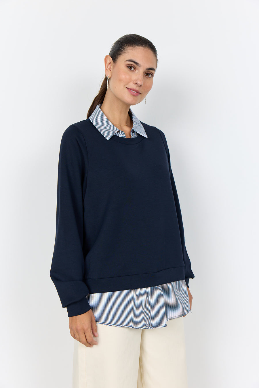 Blusenpulli mit Kragen in Blau