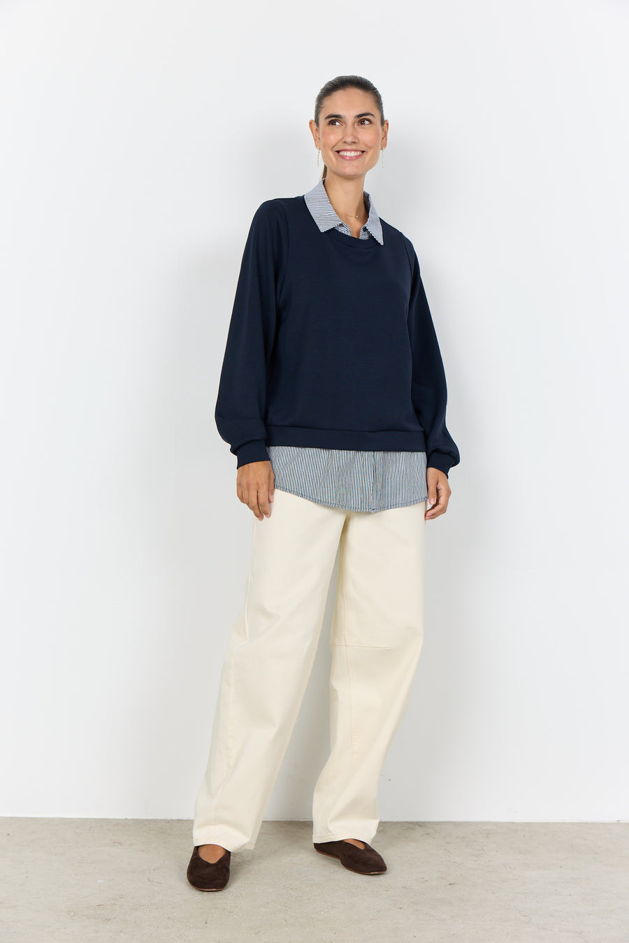 Blusenpulli mit Kragen in Blau