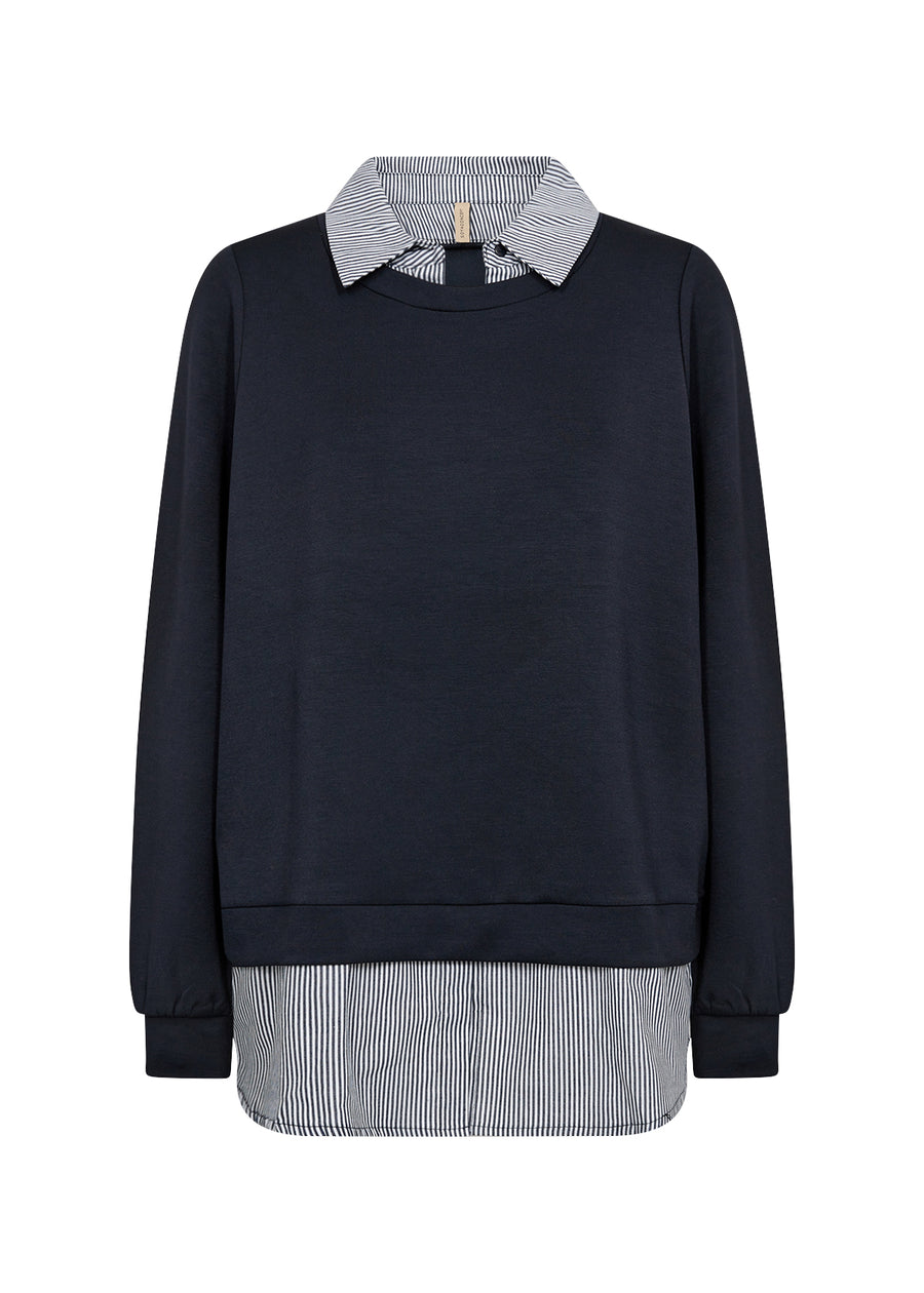 Blusenpulli mit Kragen in Blau