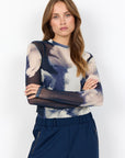 Durchsichtiges Shirt in Blau Mesh