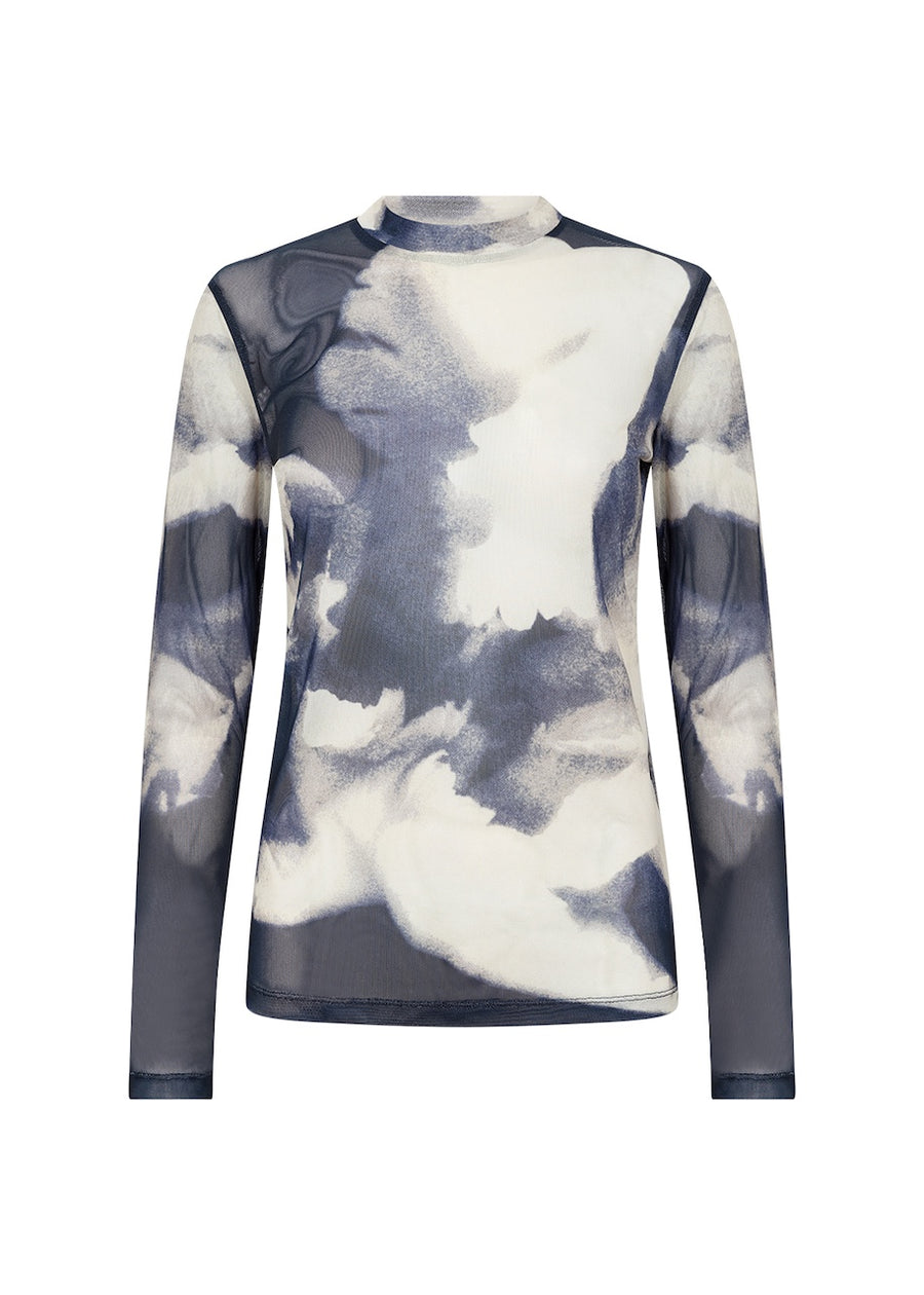 Durchsichtiges Shirt in Blau Mesh