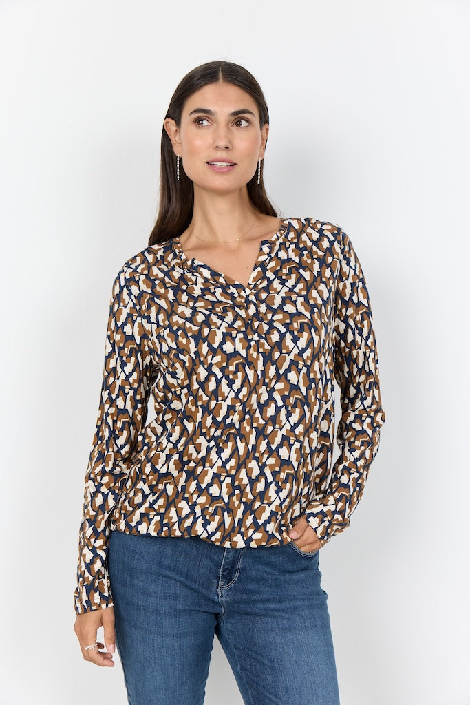 Langarmshirt Braun mit Muster
