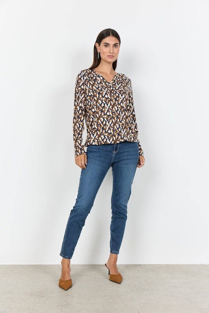 Langarmshirt Braun mit Muster