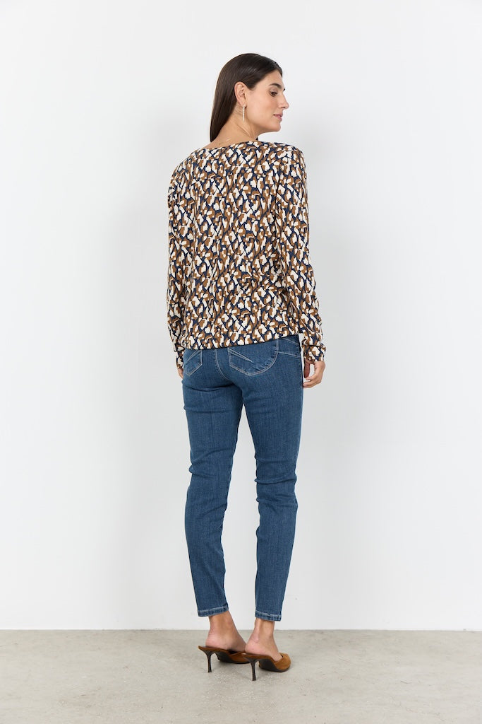 Langarmshirt Braun mit Muster