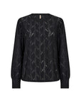 Longshirt mit zartem Wellenmuster in Schwarz