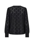 Longshirt mit zartem Wellenmuster in Schwarz