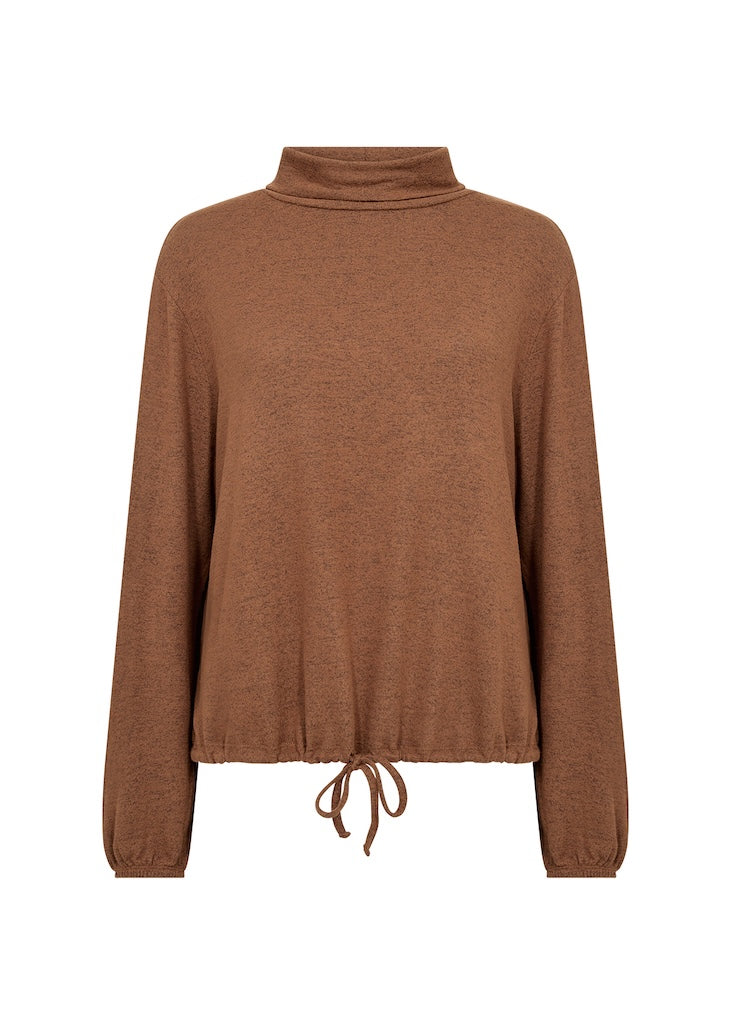 Weicher Pullover mit hohem Kragen in Toffee