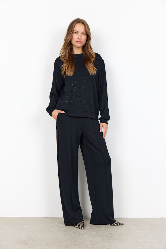 Pullover Banu in Schwarz mit Punktstrukturoptik