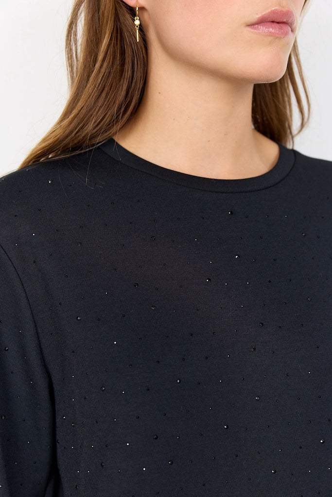 Pullover Banu in Schwarz mit Punktstrukturoptik