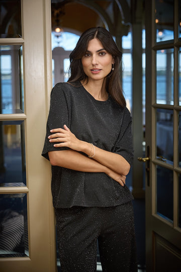 Shirt mit 3/4 Ärmel und Schimmer