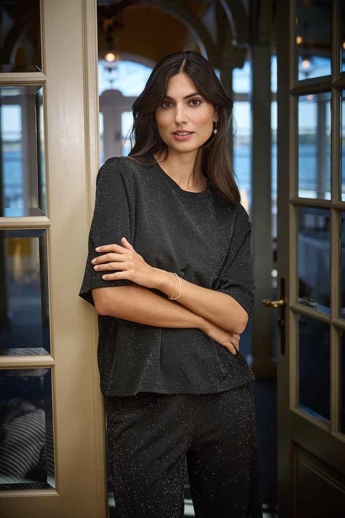 Shirt mit 3/4 Ärmel und Schimmer