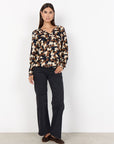 * Blumenprint Bluse mit V-Ausschnitt