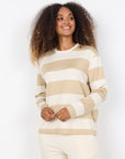 Longshirt mit Streifen in Creme/Beige