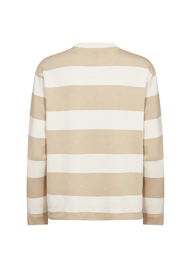 Longshirt mit Streifen in Creme/Beige