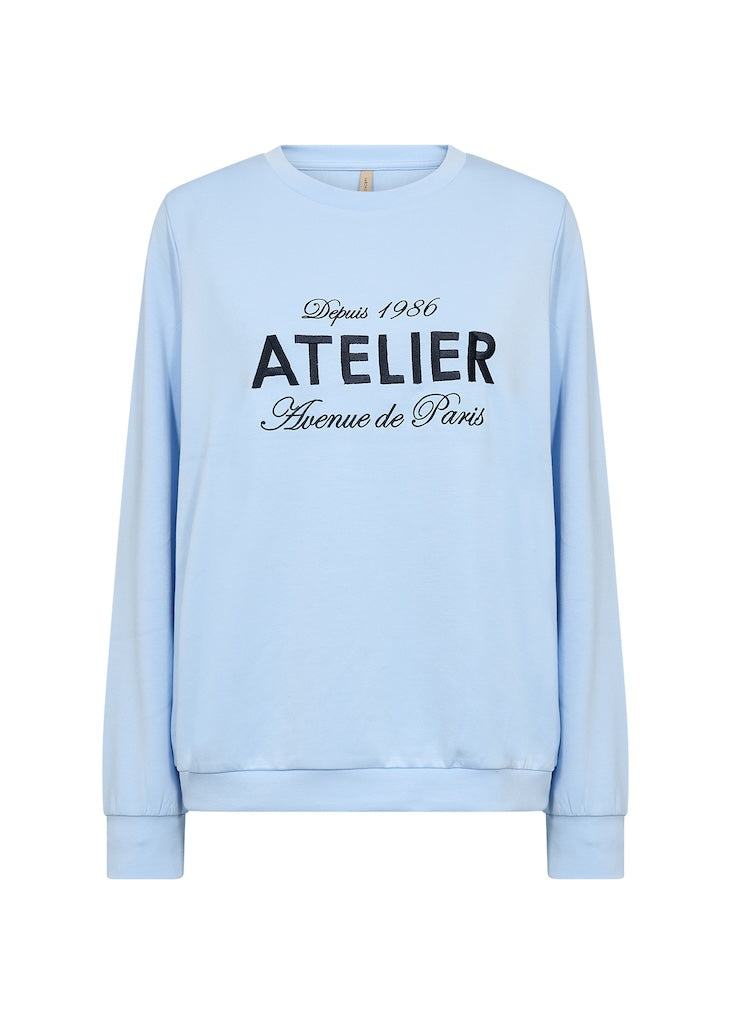 Banu Pullover mit Aufschrift in Hellblau