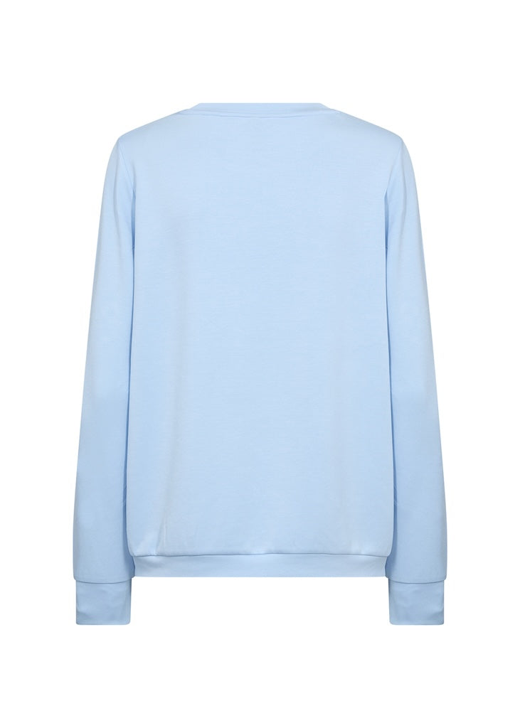 Banu Pullover mit Aufschrift in Hellblau