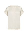 Kurzarm Glanz-Bluse in Beige
