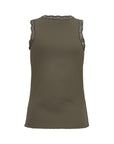 Top mit Spitzendetails und V- Ausschnitt in Olive