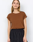 Shirt mit Knopfleiste an Schulter in Braun