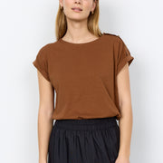 Shirt mit Knopfleiste an Schulter in Braun