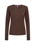 Langarmshirt mit Streifen in braun/blau