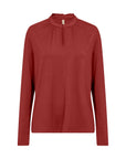 Bluse mit gerüschtem Kragen in Bordeaux