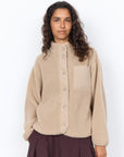 Teddy Jacke mit Knöpfen und Brusttasche in Beige