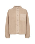 Teddy Jacke mit Knöpfen und Brusttasche in Beige