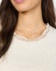 Longshirt mit Spitzenbesatz in Sand