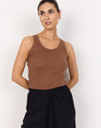 Ripptop mit Spitze in Toffee